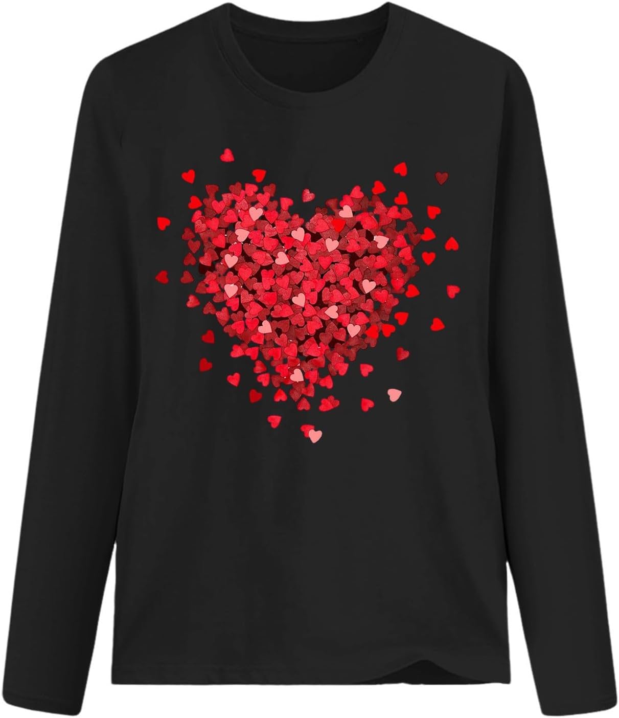 Womens Valentine Shirts Love Heart Graphic Crew Neck Long Sleeve